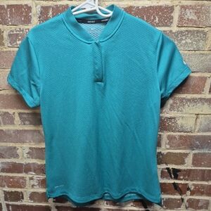 Nike Golf Dri-FIT Women's Size M Teal Polo Shirt with Honeycomb Pattern